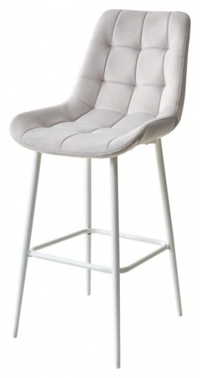 Барный стул ХОФМАН, цвет H-09 Светло-серый, велюр / белый каркас М-City в Копейске - kopejsk.ok-mebel.com | фото