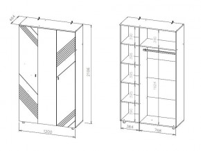 БАЙКАЛ Шкаф трехстворчатый (Графит/Дуб золотой) в Копейске - kopejsk.ok-mebel.com | фото 3