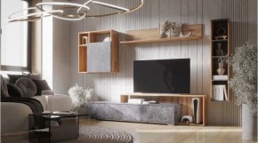 ДАЛЛАС Гостиная (модульная) цемент темный в Копейске - kopejsk.ok-mebel.com | фото