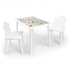 Детский комплект стол и два стула Облачко Rolti Baby с накладкой Алфавит (белая столешница/белое сиденье/белые ножки) в Копейске - kopejsk.ok-mebel.com | фото