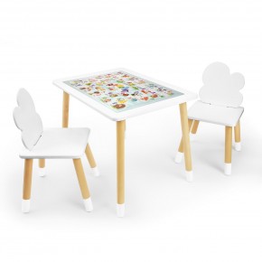 Детский комплект стол и два стула Облачко Rolti Baby с накладкой Алфавит (белая столешница/белое сиденье/береза ножки) в Копейске - kopejsk.ok-mebel.com | фото