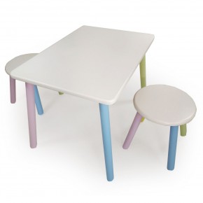 Детский комплект стол и два табурета круглых с накладкой Алфавит (Белый, Белый, Цветной) в Копейске - kopejsk.ok-mebel.com | фото 3
