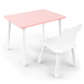 Детский комплект стол и стул «Мишка» Rolti Baby (розовый/белый, массив березы/мдф) в Копейске - kopejsk.ok-mebel.com | фото