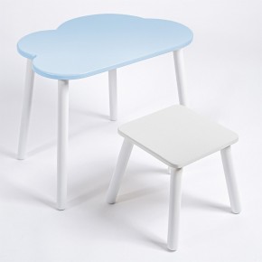 Детский комплект стол ОБЛАЧКО  и табурет Rolti Baby (голубая столешница/белое сиденье/белые ножки) в Копейске - kopejsk.ok-mebel.com | фото