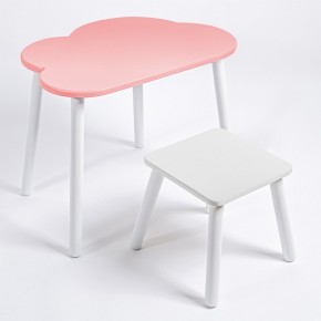 Детский комплект стол ОБЛАЧКО  и табурет Rolti Baby (розовая столешница/белое сиденье/белые ножки) в Копейске - kopejsk.ok-mebel.com | фото