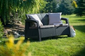 Диван пластиковый Корфу (Corfu love seat) графит в Копейске - kopejsk.ok-mebel.com | фото 2