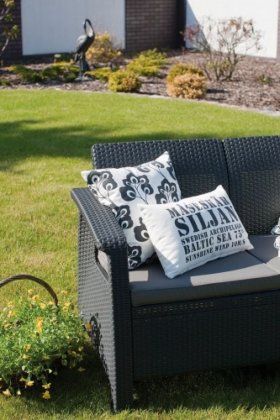 Диван пластиковый Корфу (Corfu love seat) графит в Копейске - kopejsk.ok-mebel.com | фото 3