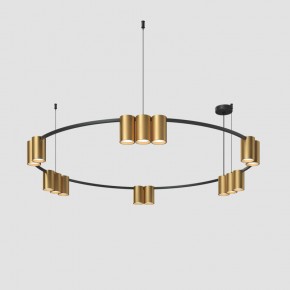 DK4067-BK+SG Подвесной светильник ORBIT, IP20, 15xGU10 LED, до 15 Вт, черный + сатинированное золото, алюминий в Копейске - kopejsk.ok-mebel.com | фото