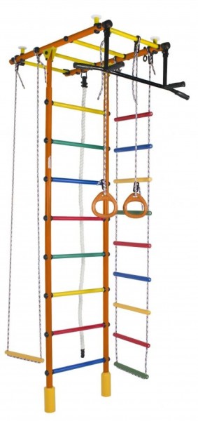 ДСК Атлант оранжевый радуга: турник, кольца, канат, трапеция, веревочная лестница в Копейске - kopejsk.ok-mebel.com | фото