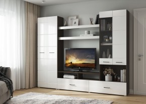 Гостиная Альфа МДФ (Венге/Белый глянец) в Копейске - kopejsk.ok-mebel.com | фото 4