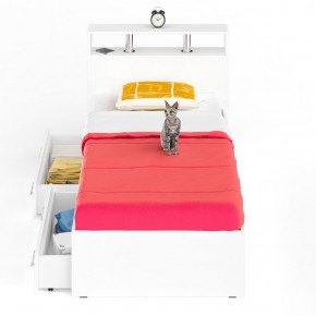 Камелия Кровать с ящиками 0900, цвет белый, ШхГхВ 93,5х217х78,2 см., сп.м. 900х2000 мм., без матраса, основание есть в Копейске - kopejsk.ok-mebel.com | фото 4