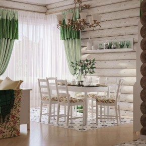 Комлект Вествик обеденный стол и четыре стула, массив сосны, цвет белый в Копейске - kopejsk.ok-mebel.com | фото