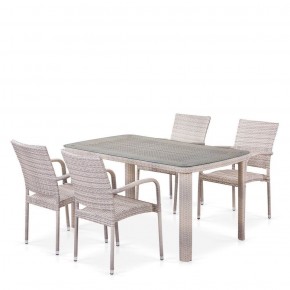 Комплект плетеной мебели T256C/Y376C-W85 Latte (4+1) + подушки на стульях в Копейске - kopejsk.ok-mebel.com | фото