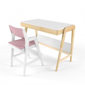 Комплект растущий стол и стул с чехлом 38 попугаев «Вуди» (Белый, Белый, Розовый) в Копейске - kopejsk.ok-mebel.com | фото