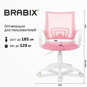 Кресло BRABIX "Fly MG-396W", с подлокотниками, пластик белый, сетка, розовое, 533008 в Копейске - kopejsk.ok-mebel.com | фото 5