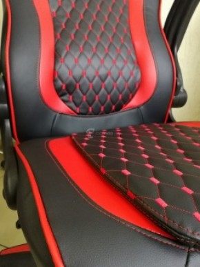 Кресло геймерское Barneo K-37 (черная экокожа красные вставки) в Копейске - kopejsk.ok-mebel.com | фото