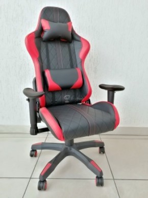 Кресло геймерское Barneo K-52 (черная экокожа красные вставки) в Копейске - kopejsk.ok-mebel.com | фото