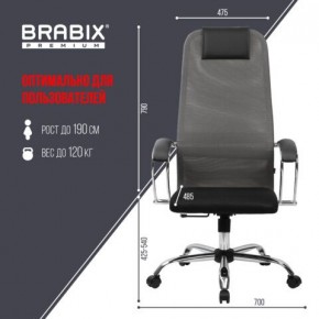 Кресло офисное BRABIX PREMIUM "Ultimate EX-800" хром, плотная двойная сетка Х2, черное/серое, 532912 в Копейске - kopejsk.ok-mebel.com | фото 3