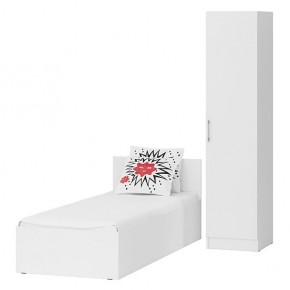 Кровать 0800 + Пенал Стандарт, цвет белый, ШхГхВ 83,5х203,5х70 + 45х52х200 см., сп.м. 800х2000 мм., без матраса, основание есть в Копейске - kopejsk.ok-mebel.com | фото