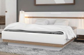 Кровать 140/TYP 91-01 с подъемником, LINATE ,цвет белый/сонома трюфель в Копейске - kopejsk.ok-mebel.com | фото