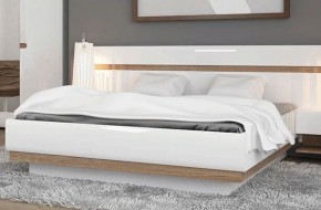 Кровать 160/TYP 92, LINATE ,цвет белый/сонома трюфель в Копейске - kopejsk.ok-mebel.com | фото 2
