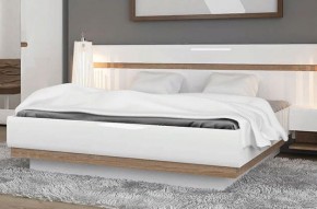 Кровать 160/TYP 94-01 с подъемником, LINATE ,цвет белый/сонома трюфель в Копейске - kopejsk.ok-mebel.com | фото 5