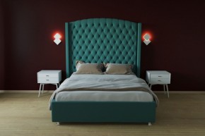 Кровать Берлин ЛЮКС с ПМ 800 (велюр бирюзовый) в Копейске - kopejsk.ok-mebel.com | фото 2