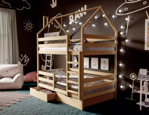 Кровать-домик двухъярусная 80*190 без покраски в Копейске - kopejsk.ok-mebel.com | фото