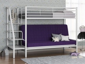 Кровать двухъярусная с диваном "Мадлен-3" (Белый/Фиолетовы) в Копейске - kopejsk.ok-mebel.com | фото