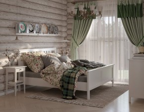Кровать Кантри двухспальная 160х200, массив сосны, цвет белый в Копейске - kopejsk.ok-mebel.com | фото