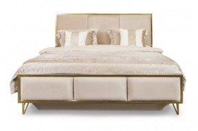 Кровать Lara 1600 с мягким изголовьем + основание (белый глянец) в Копейске - kopejsk.ok-mebel.com | фото 1