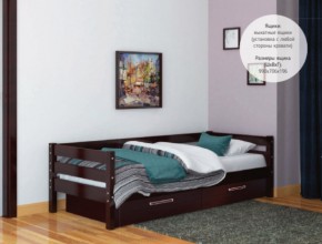 ГЛОРИЯ Кровать детская (Темный орех) с 2 ящиками в Копейске - kopejsk.ok-mebel.com | фото