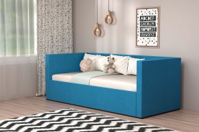 Кровать с ПМ (арт.030) (с/м 900*2000мм) (б/матр), ткань синяя в Копейске - kopejsk.ok-mebel.com | фото