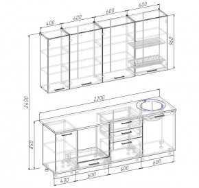 Кухонный гарнитур Капри 2200 h950 (Стол. 38мм) в Копейске - kopejsk.ok-mebel.com | фото 2