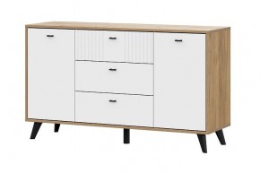 МИЛАН Комод 3 ящика двухстворчатый (Белый Матовый) в Копейске - kopejsk.ok-mebel.com | фото