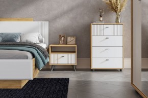 МИЛАН Спальня (Дуб Золотой/Белый матовый) в Копейске - kopejsk.ok-mebel.com | фото 2