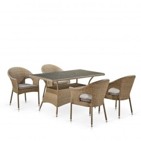 Обеденный комплект плетеной мебели T198B/Y79B-W56 Light Brown (4+1) в Копейске - kopejsk.ok-mebel.com | фото