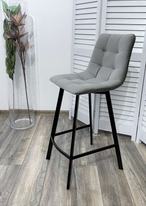 Полубарный стул CHILLI-QB SQUARE светло-серый #26, велюр / черный каркас (H=66cm) М-City в Копейске - kopejsk.ok-mebel.com | фото 2