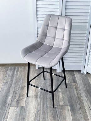 Полубарный стул ХОФМАН, цвет H-09 Светло-серый, велюр / черный каркас H=63cm М-City в Копейске - kopejsk.ok-mebel.com | фото 4