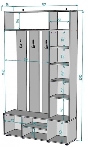 Прихожая с зеркалом V19_M в Копейске - kopejsk.ok-mebel.com | фото 2