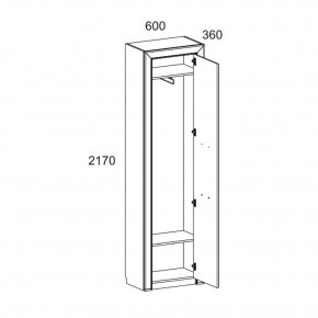 Шкаф 1DW, OLIVIA, цвет вудлайн крем/дуб анкона в Копейске - kopejsk.ok-mebel.com | фото 2