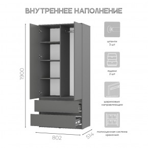 Шкаф 2-х створчатый Симпл ШК-03 (графит) в Копейске - kopejsk.ok-mebel.com | фото 5