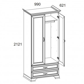 Шкаф 2DG2S, TIFFANY, цвет вудлайн кремовый в Копейске - kopejsk.ok-mebel.com | фото 3