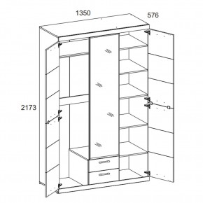 Шкаф 3D2S Z OSKAR , цвет дуб Санремо в Копейске - kopejsk.ok-mebel.com | фото 3