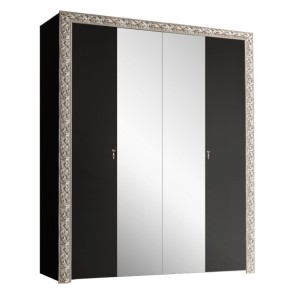 Шкаф 4-х дв. (с зеркалами)  Premium черная/серебро (ТФШ1/4(П) в Копейске - kopejsk.ok-mebel.com | фото