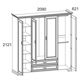 Шкаф 4D2S Z, TIFFANY, цвет вудлайн кремовый в Копейске - kopejsk.ok-mebel.com | фото