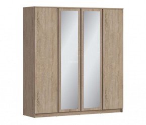 Шкаф 4х дверный с зеркалами Веста СБ-3082 (Дуб Сонома) в Копейске - kopejsk.ok-mebel.com | фото