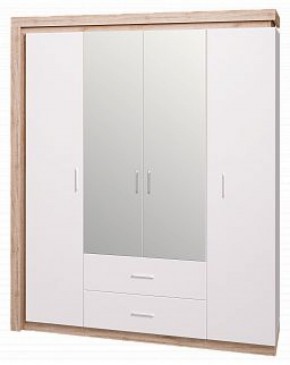 Шкаф для одежды с ящиками 4-х створчатый с зеркалом Люмен 16 в Копейске - kopejsk.ok-mebel.com | фото