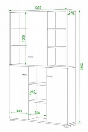 Шкаф книжный Домино нельсон ПУ-40-3 в Копейске - kopejsk.ok-mebel.com | фото 2