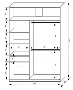 Шкаф-купе 1600 серии SOFT D8+D2+B2+PL4 (2 ящика+F обр.штанга) профиль «Графит» в Копейске - kopejsk.ok-mebel.com | фото 2